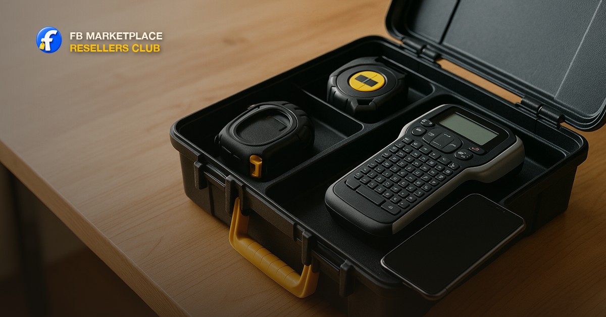 Organized toolkit and smartphone on a wooden workbench