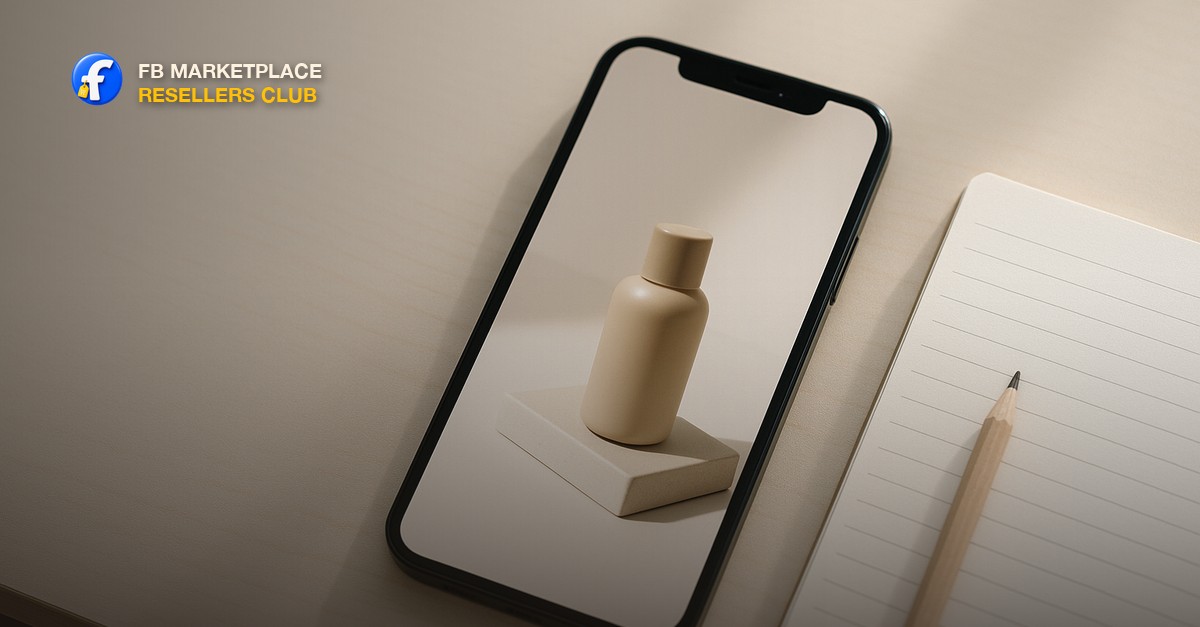 A phone screen showing a well-lit product photo for a marketplace listing