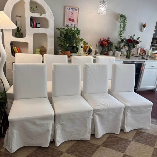 Set of 8 Slipcovered Dining Chairs